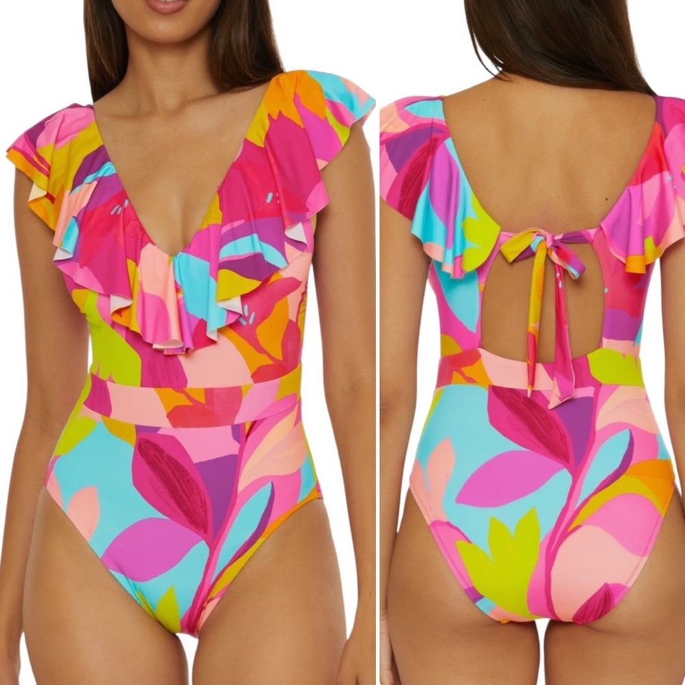 TRINA TURK Lilleth Ruffle One Piece Swimsuit! Retail $162.